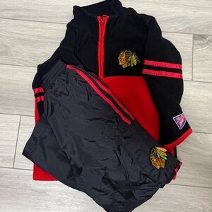 Vintage Coolest Kids NHL Set Blackhawks Size 4T 2Piece Sweater&Windbreaker Pants